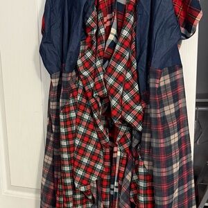 Plaid Red and Blue Layered Dress